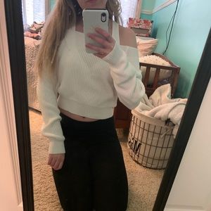 White off the shoulder sweater